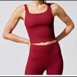 Carbon 38 ribbed tank top bra red burgundy M
